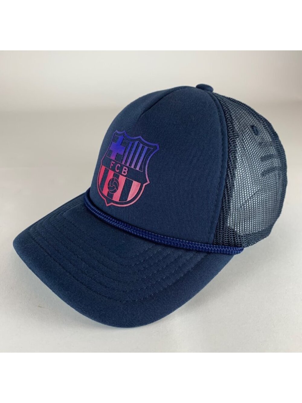 FC Barcelona Mens Navy Blue Fan Ink Snapback Trucker Hat